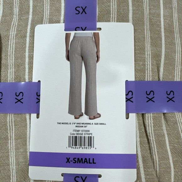 Briggs Ladies Pants XS Linen Blend Pull On Loose Fit White Tan Casual Career NWT - Picture 5 of 6